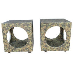 A Pair of Whimsical Tortoise Finish Cubed Side Tables