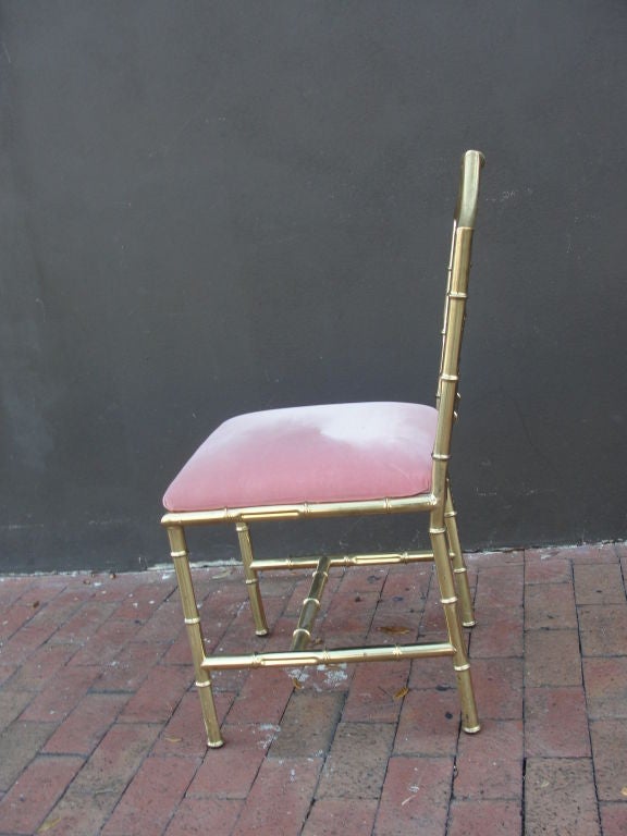 French Faux Bamboo Desk Chair in Heavy Brass