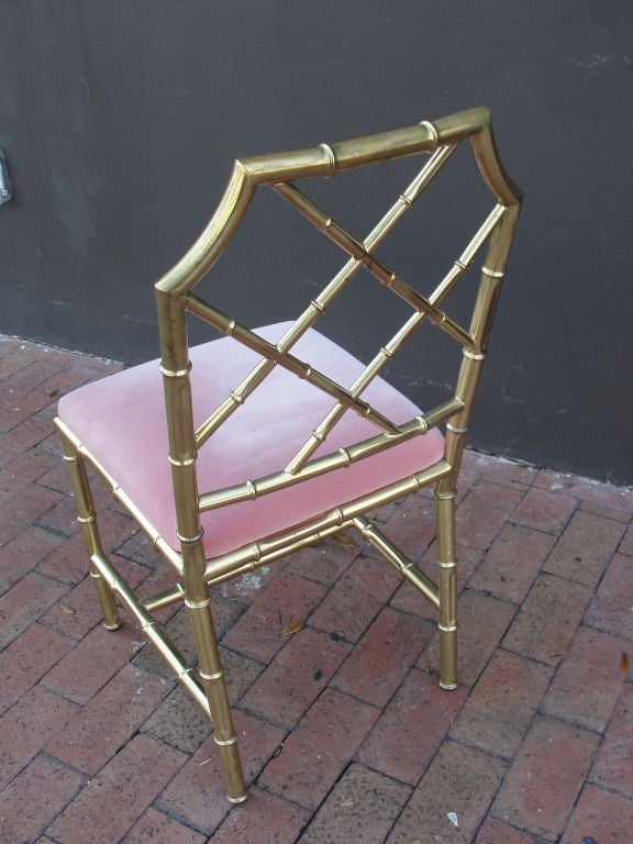 Mid-20th Century Faux Bamboo Desk Chair in Heavy Brass