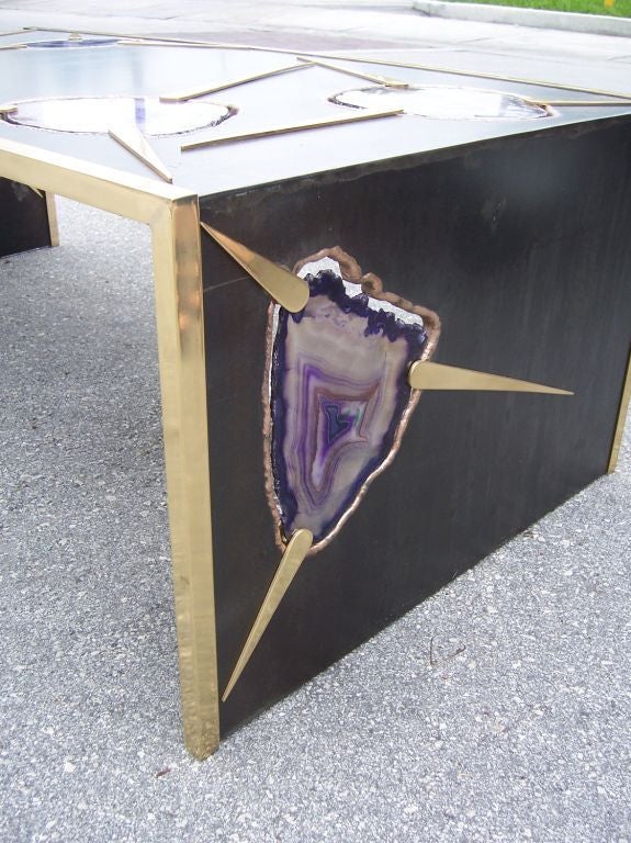 20th Century Agate and Bronze Waterfall Coffee Table