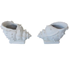 Pair of Tony Duquette Style Conch Shell Planters