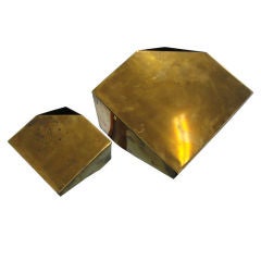 Pair of Geometric Form Vases in Brass attrib. G. Crespi
