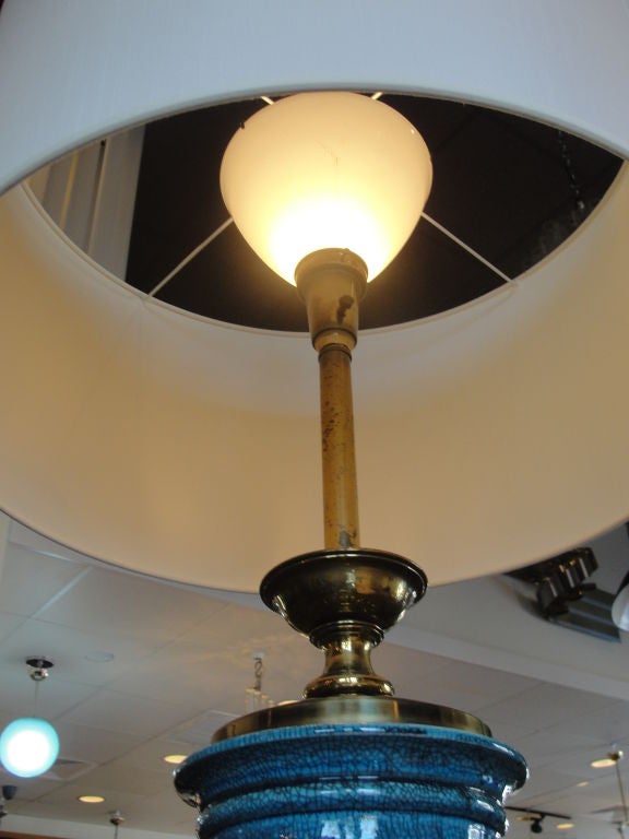 An Oversized Stiffel Ceramic Blue Lamp