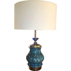 An Oversized Stiffel Ceramic Blue Lamp