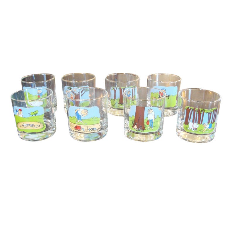 Set of Eight (8) Comic Strip Tumblers