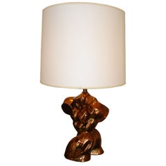 Retro Exquisite Bronze-Toned Ceramic Male Torso Table Lamp