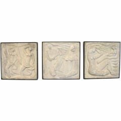 Wall Mounted Cast Concrete Art Deco Plaques "Leisure"