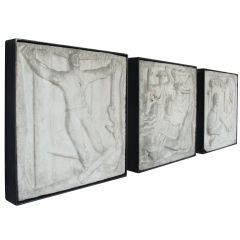 Vintage Wall Mounted Cast Concrete Art Deco Plaques