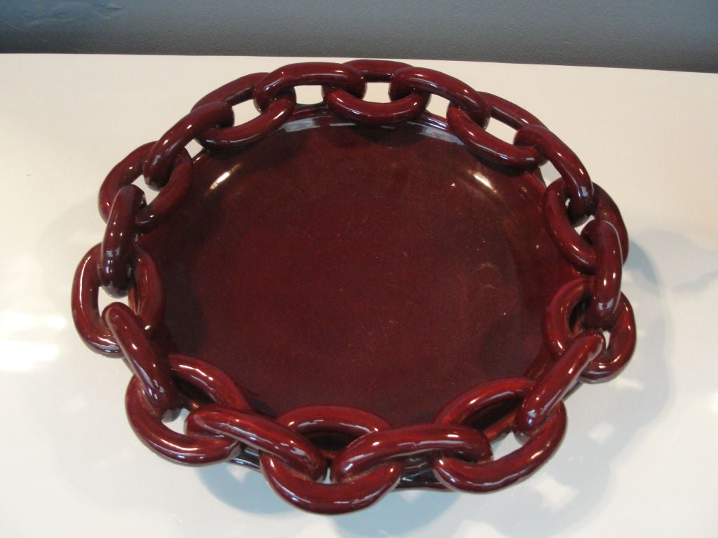 French Chain Link Glazed Ceramic Oversized Bowl/Platter