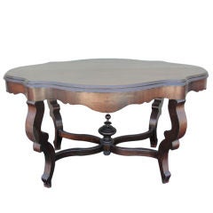 Antique A Scalloped Oval Foyer / Library Table