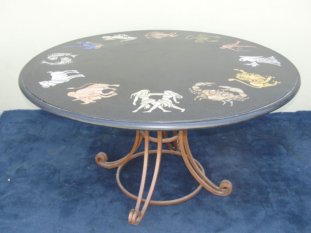 Iron Outstanding Petra Dura Zodiac Table