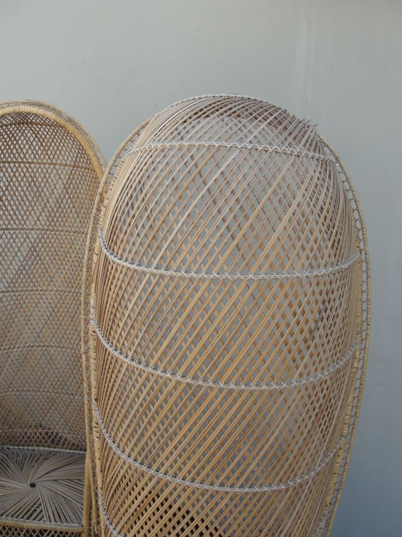 Pair of  Woven Wicker Canopy Chairs 2