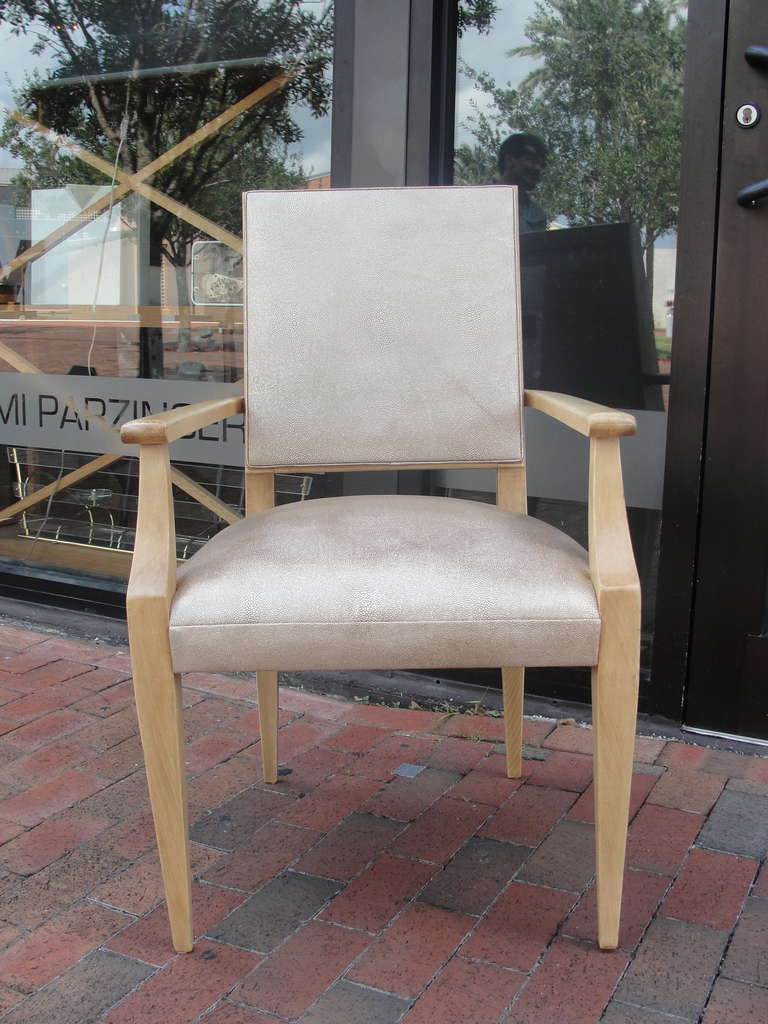Classic French Desk Chair in Faux Shagreen Leather In Good Condition For Sale In East Hampton, NY