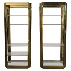 Pair of Brass Finish Anodized Aluminum Shelves
