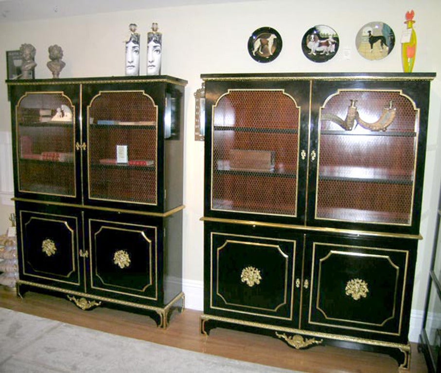 Bronze Exceptional Pair of Jansen Louis XVI Style Bookcases