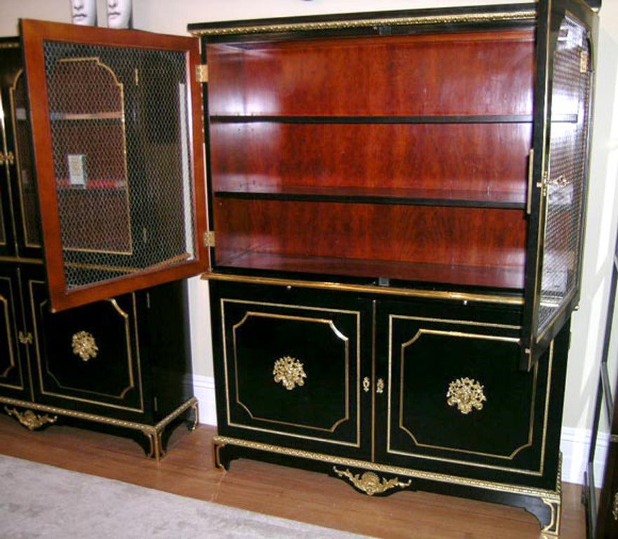 Exceptional Pair of Jansen Louis XVI Style Bookcases In Good Condition In East Hampton, NY