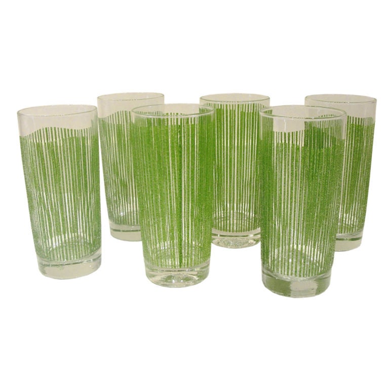Set of Six (6) Tall Glasses by George Briard (Signed)