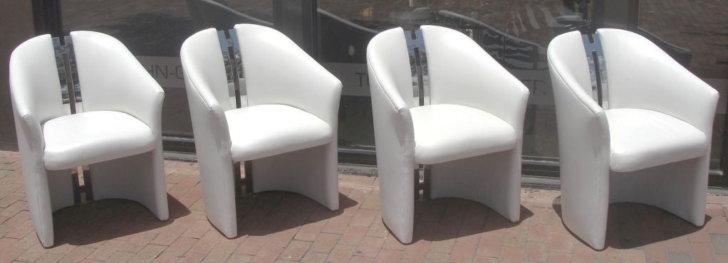 Chic Set of Four (4) Chairs w/ Chrome "H" Spine