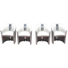 Chic Set of Four (4) Chairs w/ Chrome "H" Spine