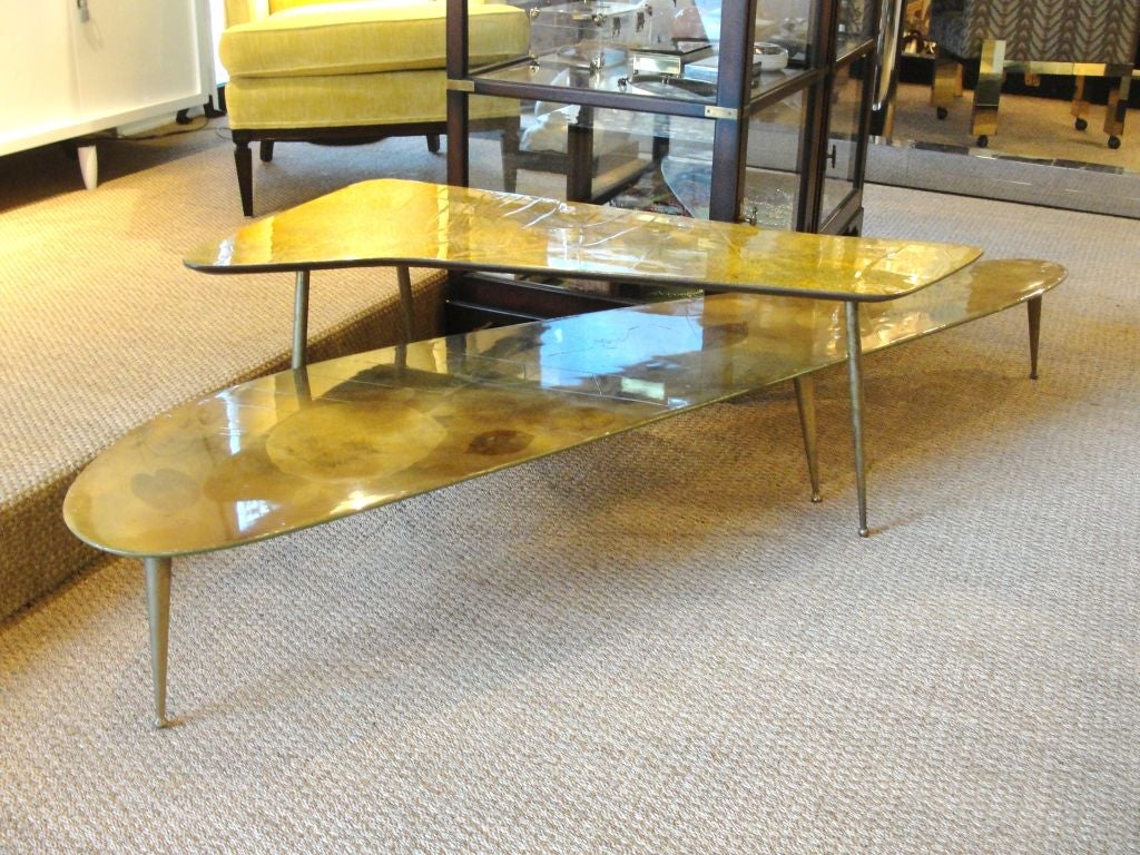Mid-Century Modern Iconic Cesare Lacca Style Overlapping Cocktail Tables '2 Pieces' For Sale