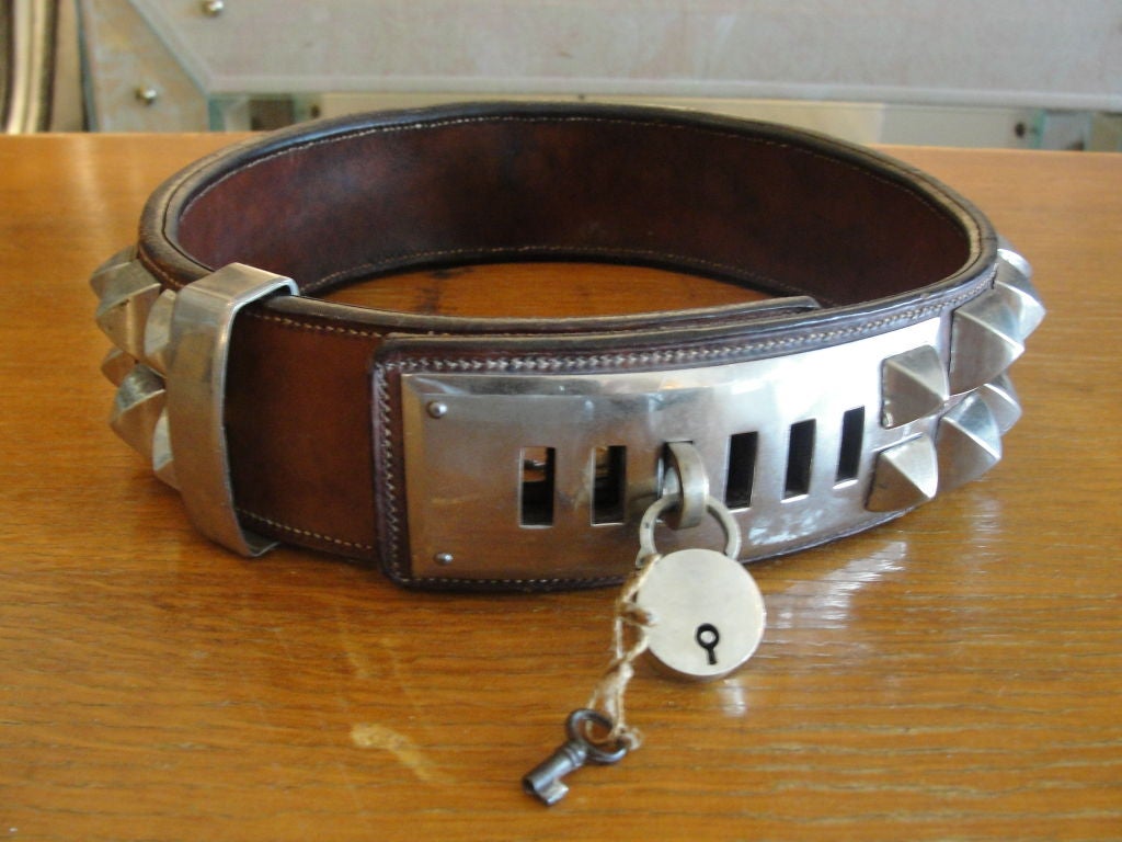 French Outstanding Vintage Studded Dog Collar