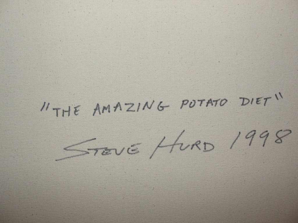 20ième siècle Peinture à l'huile originale de Steve Hurd « The Amazing Potato Diet » en vente