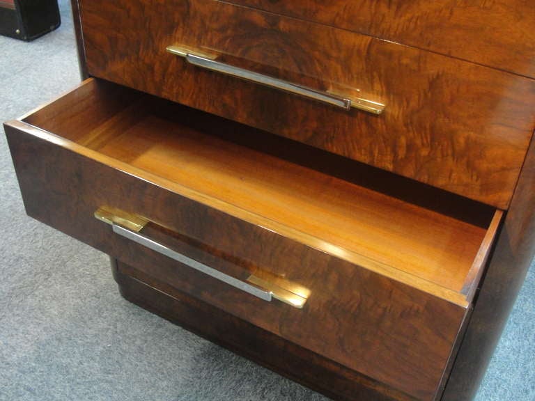 Art Deco Tall-Boy Burl Wood Chest 1