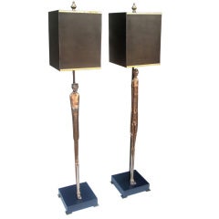 Vintage Etruscan Man & Woman Custom Bronze Table Lamps