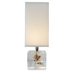 A Pierre Giraudon Resin Lamp w/ Floating Maple Leaf