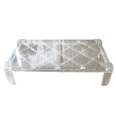 Lucite Lattice Design Cocktail Table