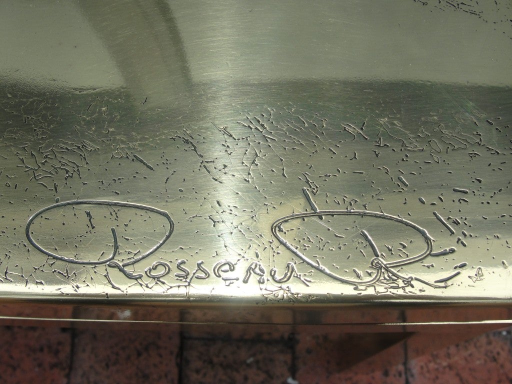 Polished Brass Etched Top Cocktail Table by Rosseau For Sale 1