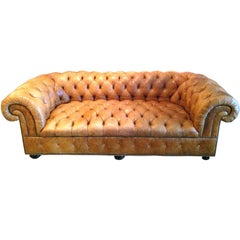 Luxurious Vintage Chesterfield Tufted Leather Sofa by Baker
