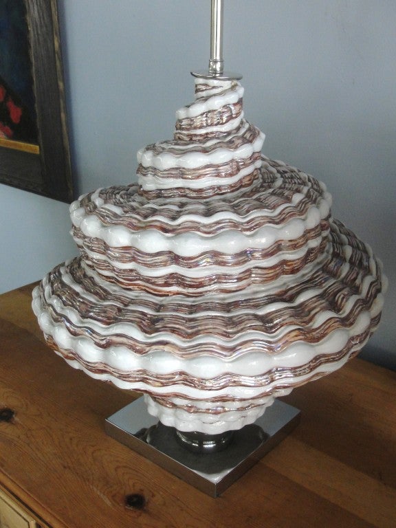 Mid-Century Modern Oversized Snail Shell Ceramic Table Lamp For Sale