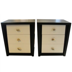 Vintage Pair of Two-toned Trapezoidal Nightstands/Cabinets