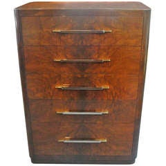 Art Deco Tall-Boy Burl Wood Chest