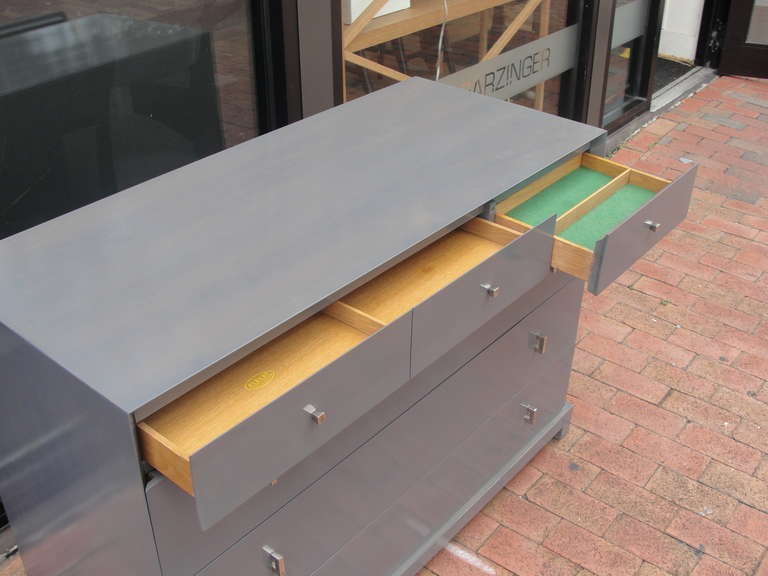 Distinctive Gentlemen's Grey Dresser or Cabinet In Excellent Condition In East Hampton, NY