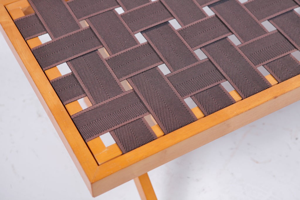 American Eames Style Strap Woven Bench