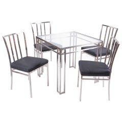Brushed Steel Game Table and Chairs