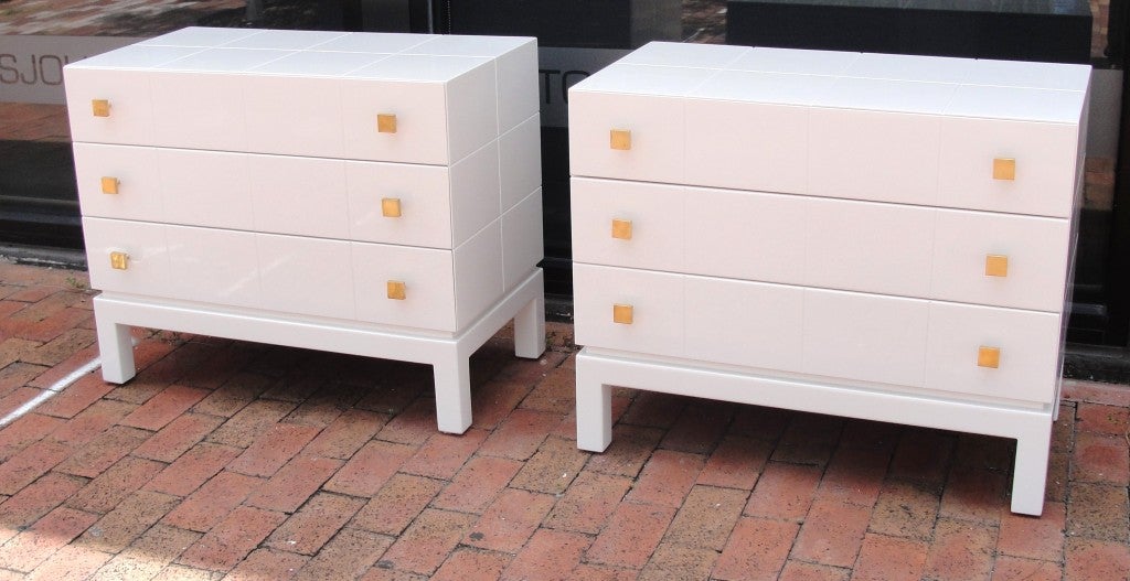 Pair of White Lacquer Cabinets
