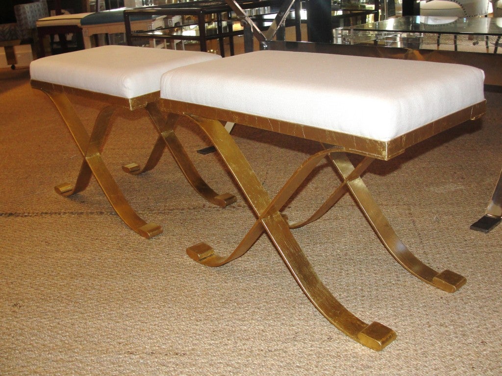 Pairs of Glamorous Gilt Iron Stools