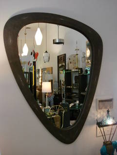 Biomorphic Charcoal Grey Shagreen Mirror