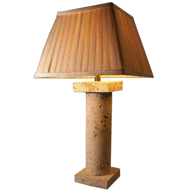 Coquina Stone Column Table Lamp Attributed to Samuel Marx