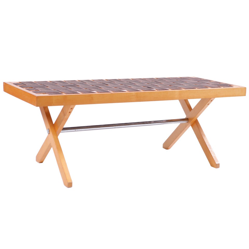 Eames Style Strap Woven Bench