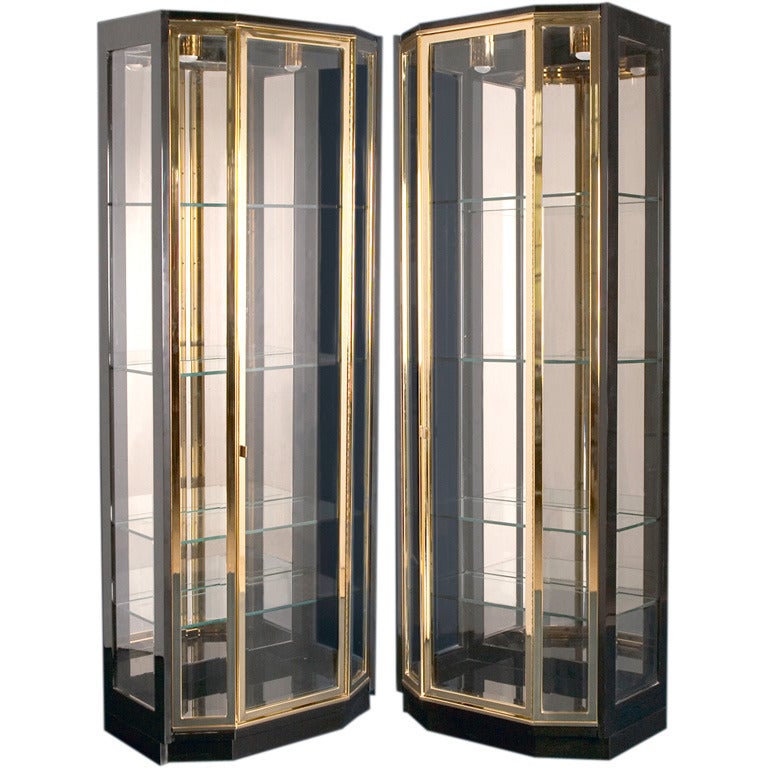 Black Lacquered and Glazed Display Cabinet by Henredon