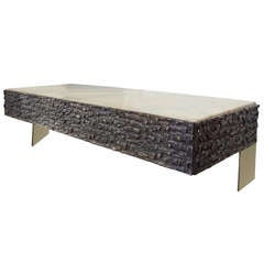 A Wall Mounted Console in Cast Bronze and Marble by Luciano Frigerio