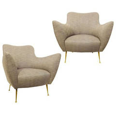 Pair of Mid-Century Club Chairs in the Style of Gio Ponti