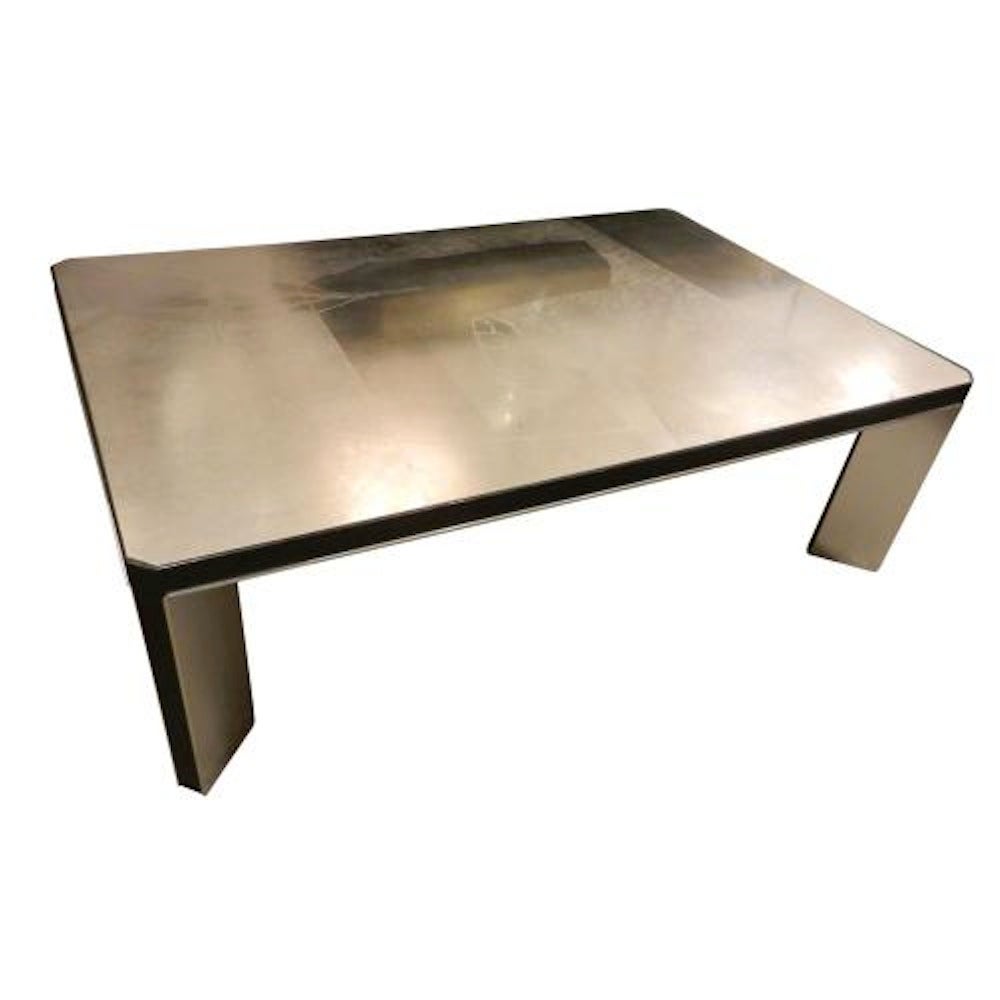 A Modernist Large Scaled Cocktail Table in Etched Steel