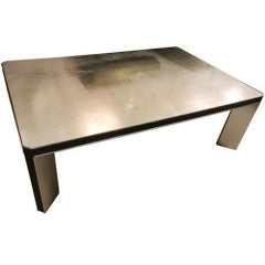 A Modernist Large Scaled Cocktail Table in Etched Steel