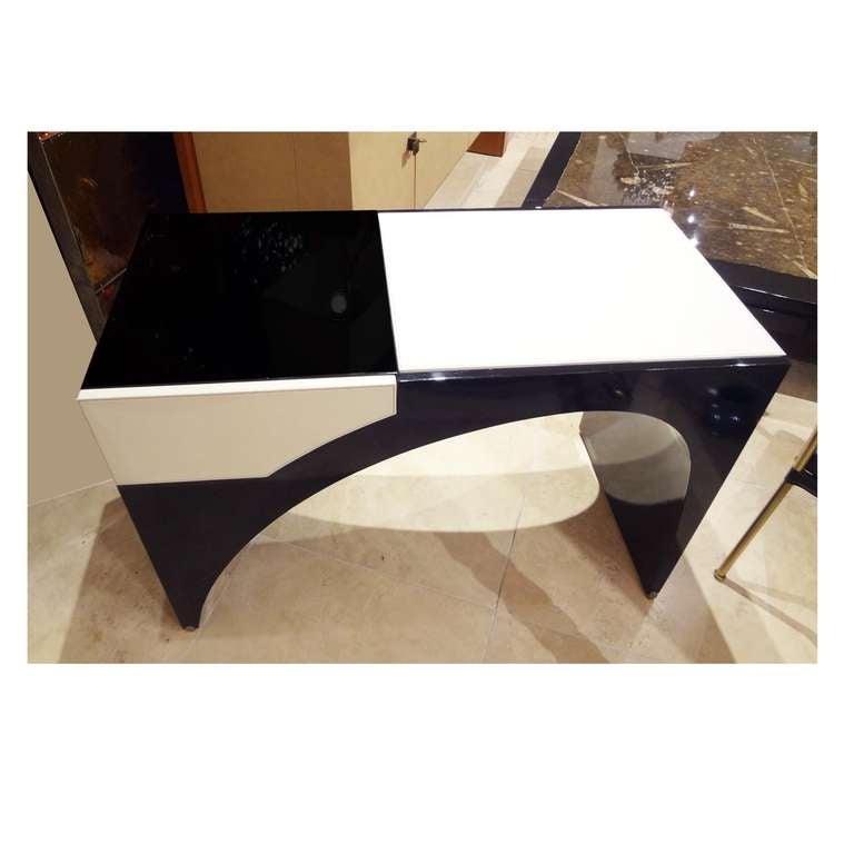 French A Vanity in Lacquer & White Leather by Marie-Christine Dorner for Hotel La Villa
