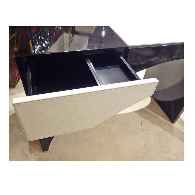 A Vanity in Lacquer & White Leather by Marie-Christine Dorner for Hotel La Villa In Excellent Condition In New York, NY